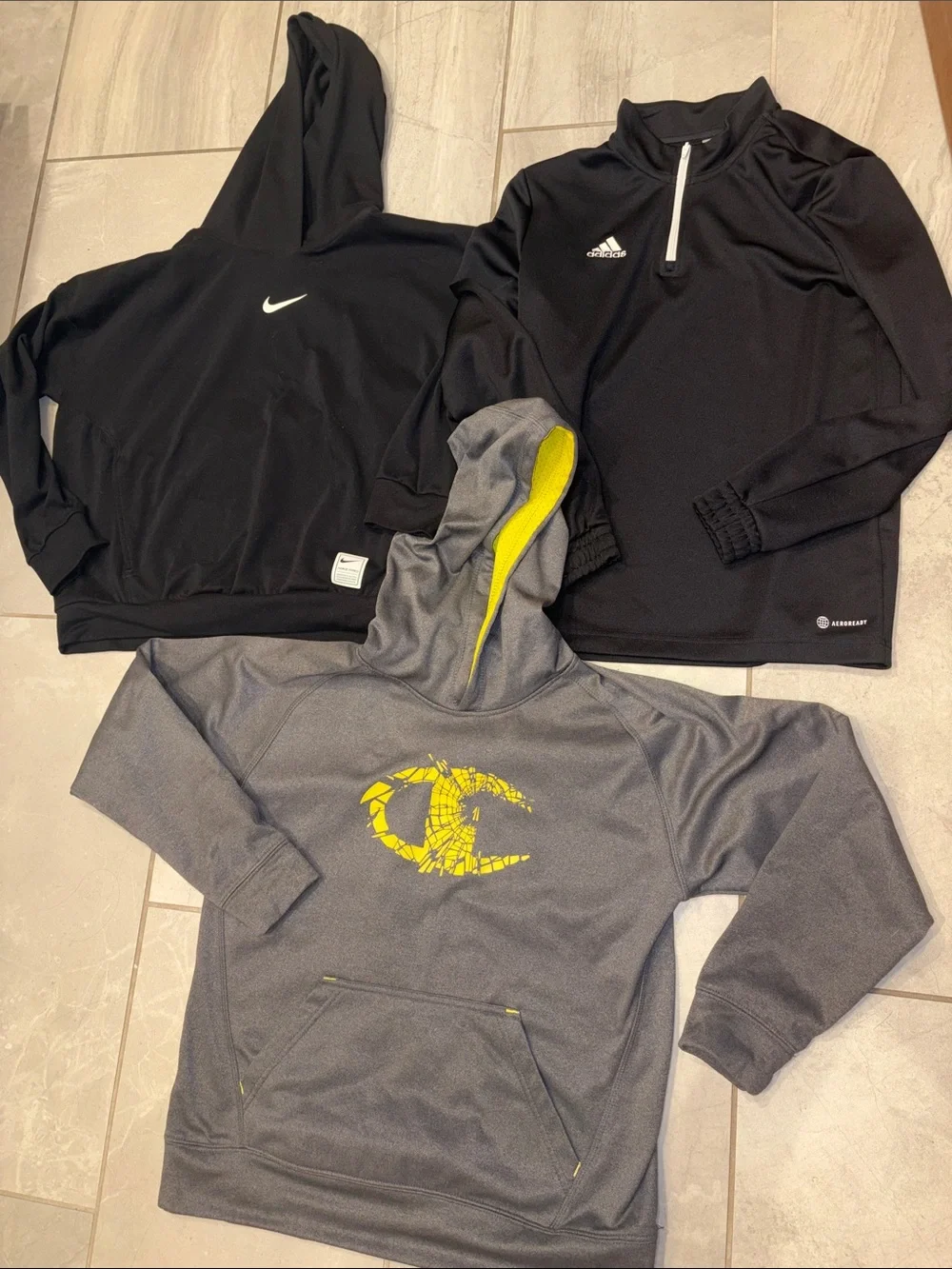 Bundle Nike Adidas Champion Black Quarter‑Zip Sweatshirt Hoodie Top large 13-14